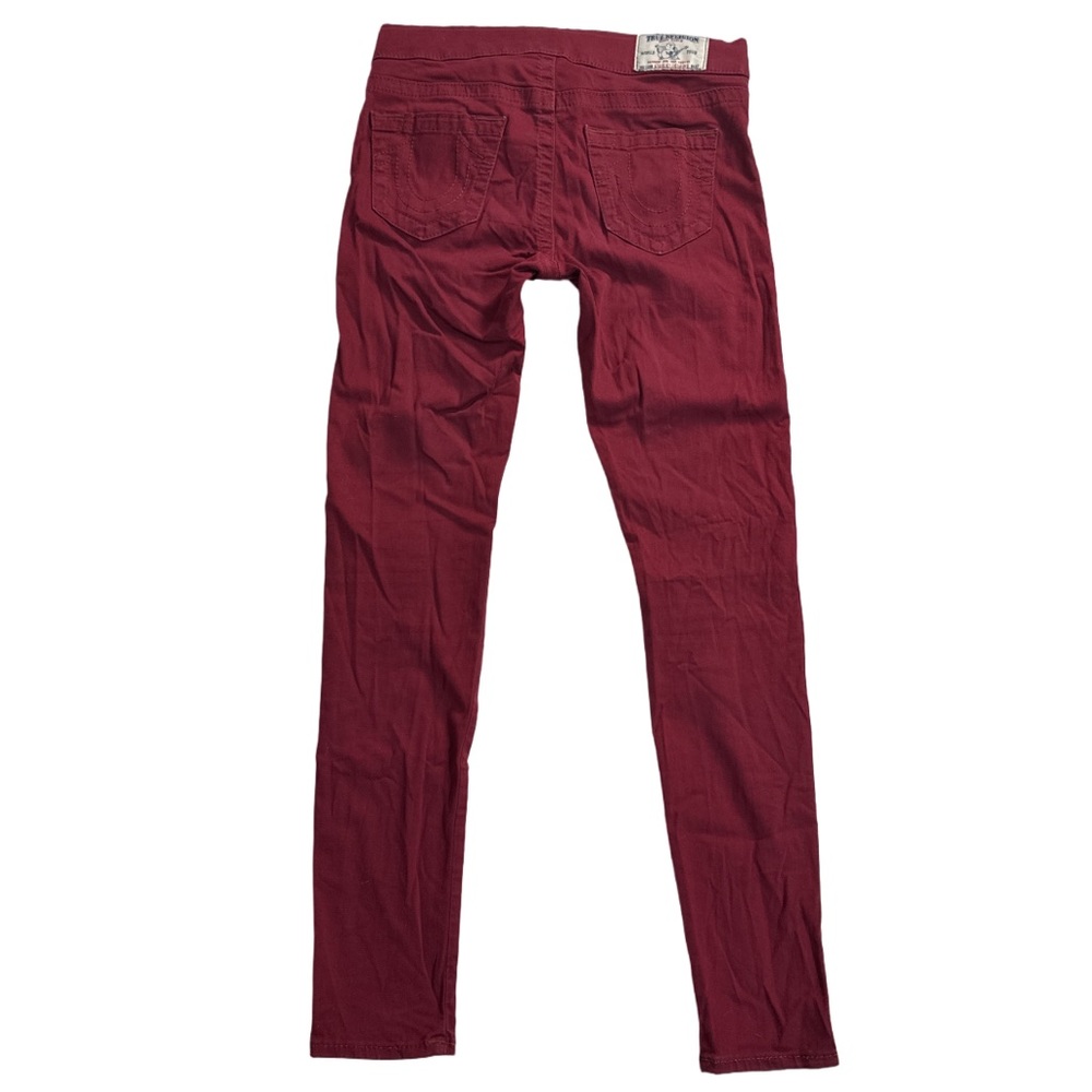 Y2K TRUE RELIGION women's burgundy embroidered mid rise jeggings, S.